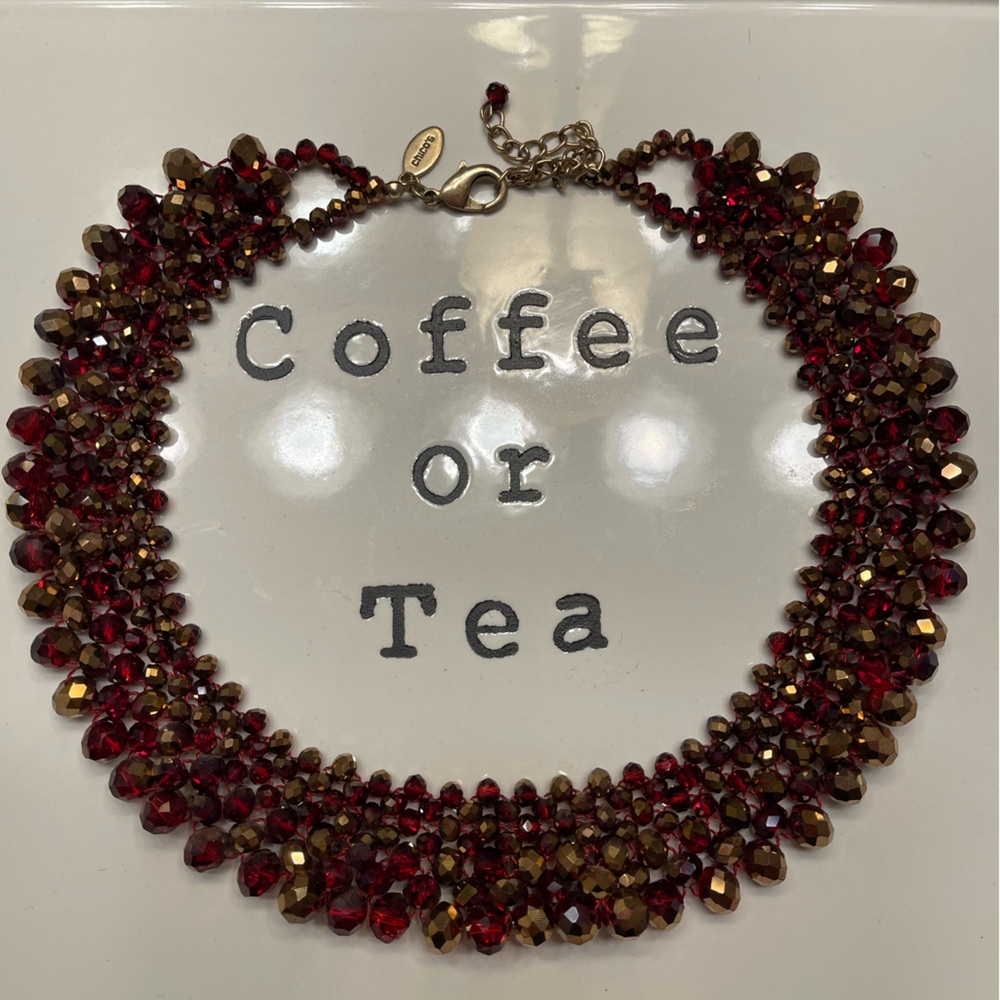 Chico's Red and Gold Statement Necklace